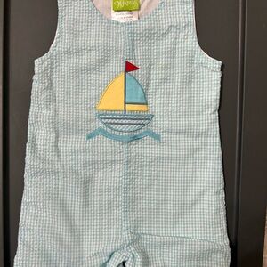 Whimsy Blue Checkered Kids One Piece
